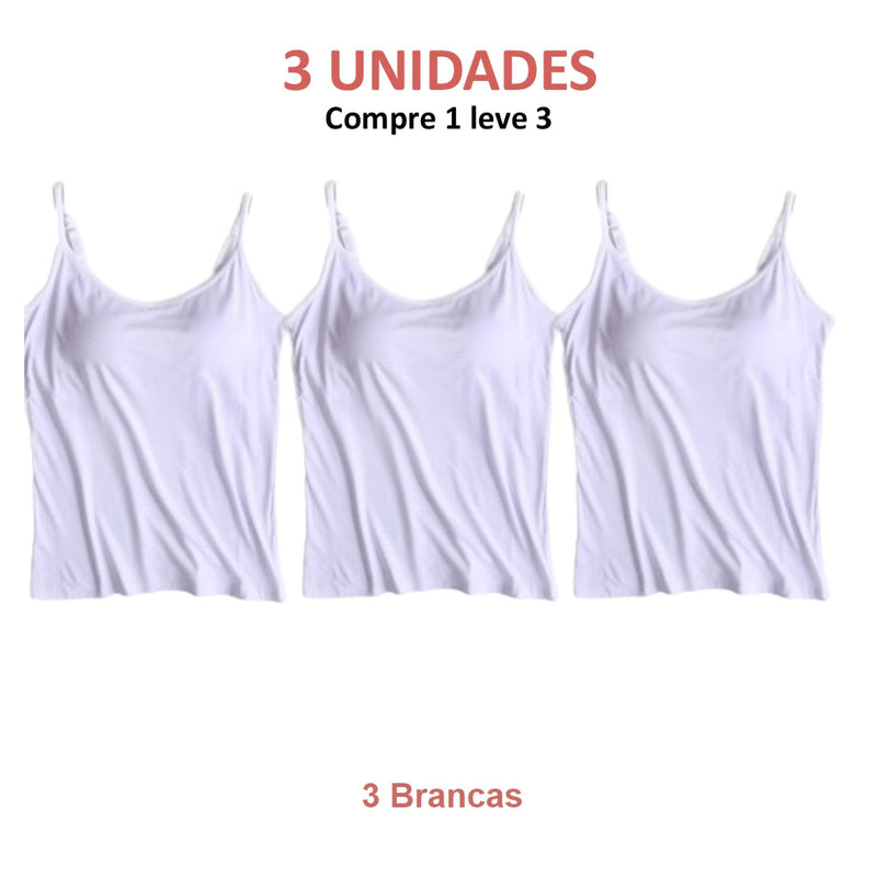 BLUSA REGATA  COM SUTIÃ EMBUTIDO (COMPRE 1 LEVE 3)