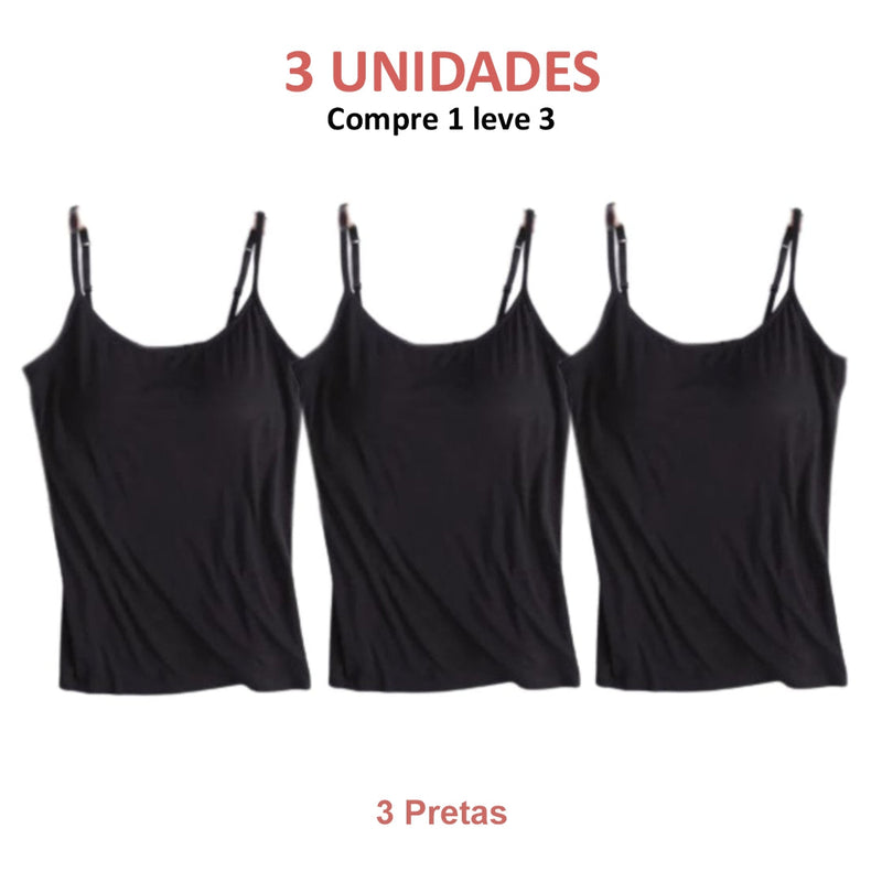 BLUSA REGATA  COM SUTIÃ EMBUTIDO (COMPRE 1 LEVE 3)